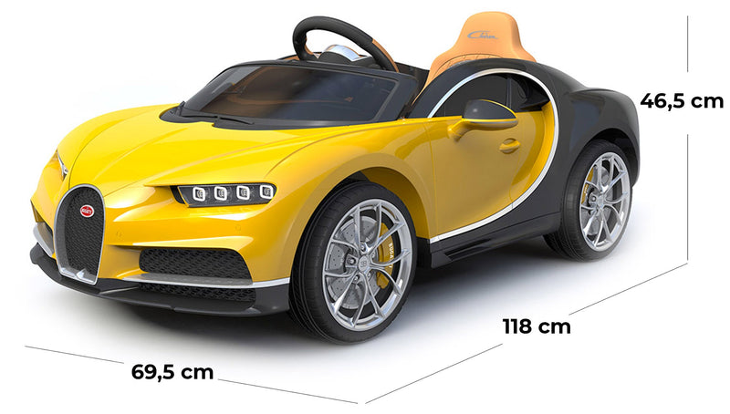 Macchina Elettrica per Bambini 12V con Licenza Bugatti Chiron Gialla
