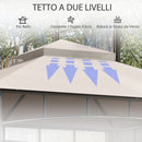 Gazebo da Giardino 3x3m con Tenda Parasole Laterale Cachi