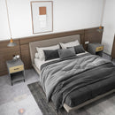 Set 2 Comodini 40x40Px60 cm in Metallo e Truciolato Grigio e Rovere