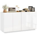 Credenza 2 Ante con Chiusura Ammortizzata 140x40x75 cm Bianco Lucido  