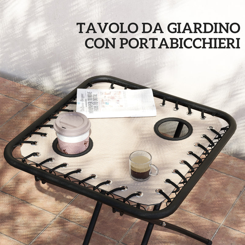 Set 2 Sedie Sdraio a Gravità Zero Pieghevoli e Tavolino Beige    