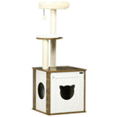 Albero Tiragraffi 49x46x131,5 cm con Portalettiera e Pallina Marrone