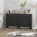 Copritermosifone Traforato a Croce con Ripiano e Fissaggio a Muro 152x19x82 cm in Legno MDF Nero 