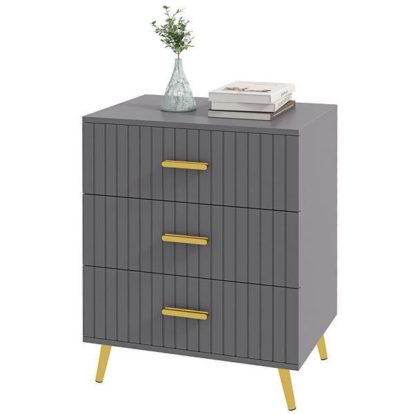 sconto Cassettiera 3 Cassetti Design Moderno 60x40x71,5 cm in Legno e Alluminio Oro e Grigio Scuro