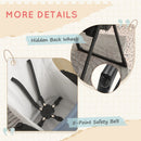 Seggiolone Pappa Pieghevole per Bambini 70x53x107 cm Altezza Regolabile e Schienale Inclinabile Nero e Bianco