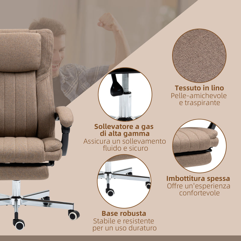 Sedia Operativa da Ufficio Massaggiante con Poggiapiedi e Telecomando 65x61x105-113 cm Marrone 