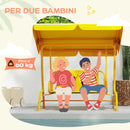 Dondolo per Bambini da Giardino a 2 Posti 112x75x120 cm con Cinture di Sicurezza Giallo   
