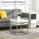 Set da 2 Tavolini da Caffè Impilabili con Finitura Lucida e Telaio in Acciaio Bianco