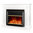 Camino Elettrico da Pavimento 85x110x27 cm Effetto Fiamma 1500W Tiffany & Mars Bianco