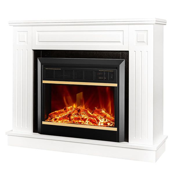 Camino Elettrico da Pavimento 85x110x27 cm Effetto Fiamma 1500W Tiffany & Mars Bianco prezzo