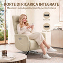Poltrona Relax Elettrica Reclinabile a 160° 69,5x84x107,5 cm Girevole con Poggiapiedi e Presa USB in Pelle PU Beige      