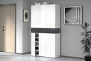 Armadio Scarpiera 6 Ante e 1 Ripiano a Ribalta 114x35x200 cm Savona 6A 1R Bianco Opaco/Grigio Ardesia  