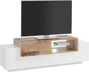 Mobile TV 3 Ante 160x40-45x51 cm New Coro Bianco Lucido e Acero Pereira