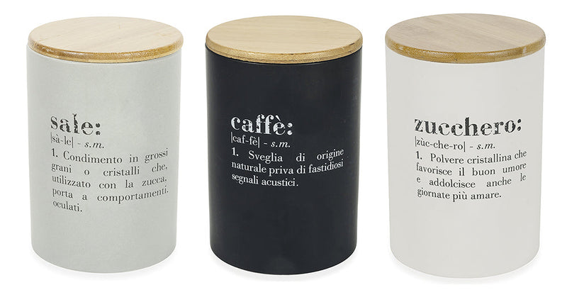 Set 3 Barattoli Sale Zucchero e Caffè 750 ml in Ceramica VdE Tivoli 1996 