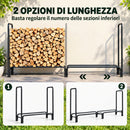 Portalegna 0,6 m³ 200x36x99 cm Regolabile con Telo Impermeabile in PE e Struttura in Metallo Nero e Verde Scuro      