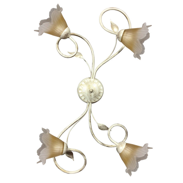 Plafoniera 4xE14 Montatura Avorio Oro Vetro Satinato Sfumato Ambra E-Energy Melania prezzo