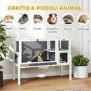 Gabbia per Conigli e Criceti da Interno 120x53x93 cm Rialzata con Vassoio Estraibile e Tetto Apribile in Legno Grigio      