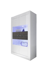 Mobile Alto da Salotto 4 Porte 102x43x162cm TFT  Basic Bianco Lucido e Quercia Wengè