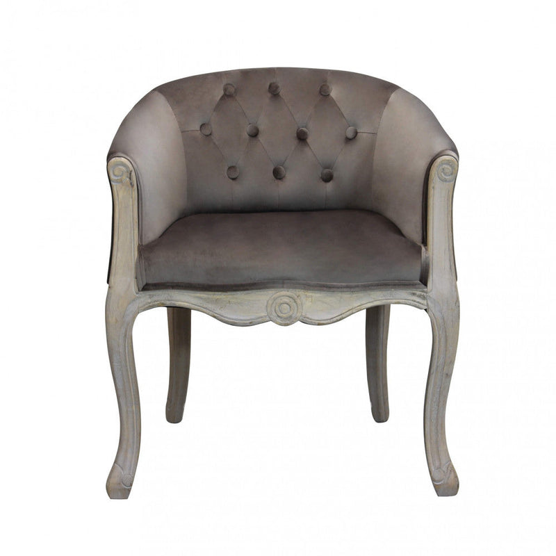 Poltrona Coreen in Velluto Taupe 61x61x71 h cm in Legno Tortora