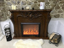 Camino Elettrico da Pavimento 116x150x33 cm Effetto Fiamma 1500W Artemida Noce