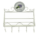 Appendiabiti a Muro 5 Ganci con Mensola 37,5x13xh37 cm in Metallo Bianco