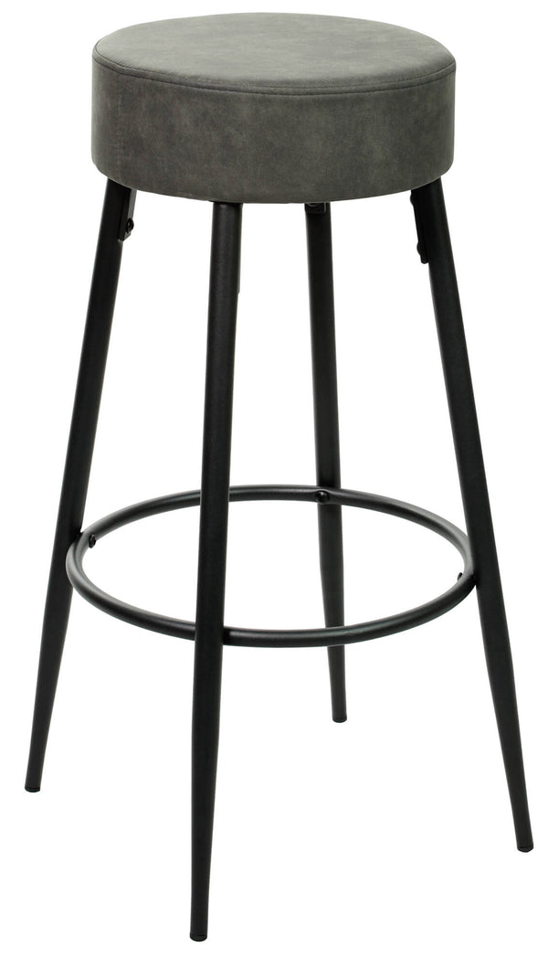 Sgabello da Bar Alto in Metallo Seduta in Tessuto Motti Dallas Grigio online