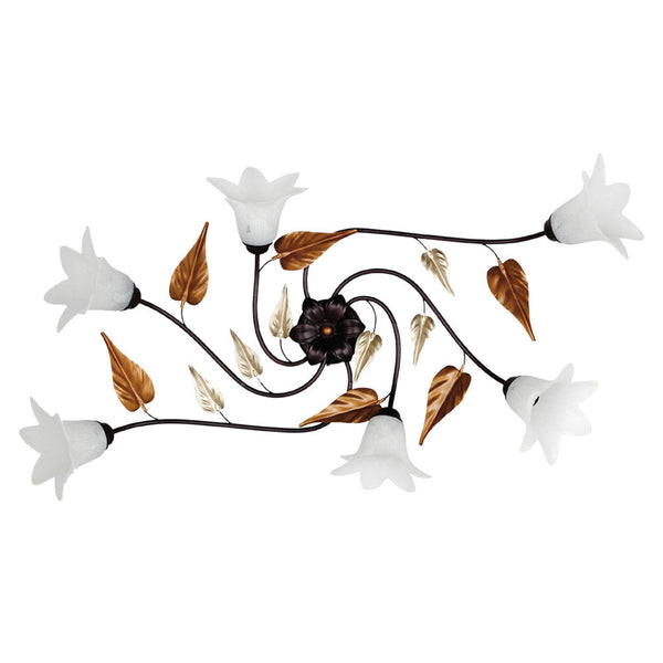 Plafoniera 6xE14 Montatura Marrone Ramato Vetro Paglierino E-Energy Giorgia sconto