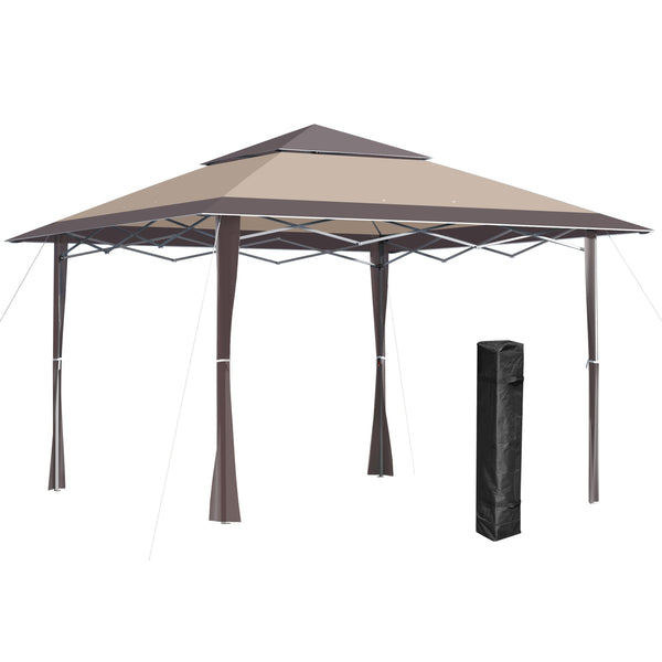 prezzo Gazebo da Giardino 3,96x3,96m in Metallo Cachi e Caffè