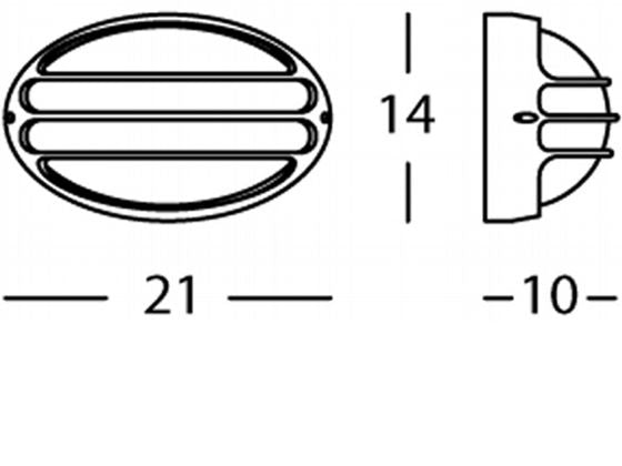 Lampada Plafoniera Ovale Piccola con Griglia Colore Alluminio per Esterno Linea Garden Livos