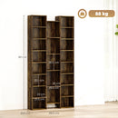 Libreria Moderna 89,5x23,5x181 cm con 21 Scomparti e 10 Ripiani Regolabili in Truciolato Marrone Rustico      