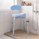 Sedia per Doccia Girevole 38,5x37,5x63-75 cm ad Altezza Regolabile con Schienale Capacità 150 kg in Lega di Alluminio Celeste      