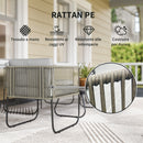 Set da Giardino con Divanetto 2 Poltrone e Tavolino in Vetro in Rattan Grigio    