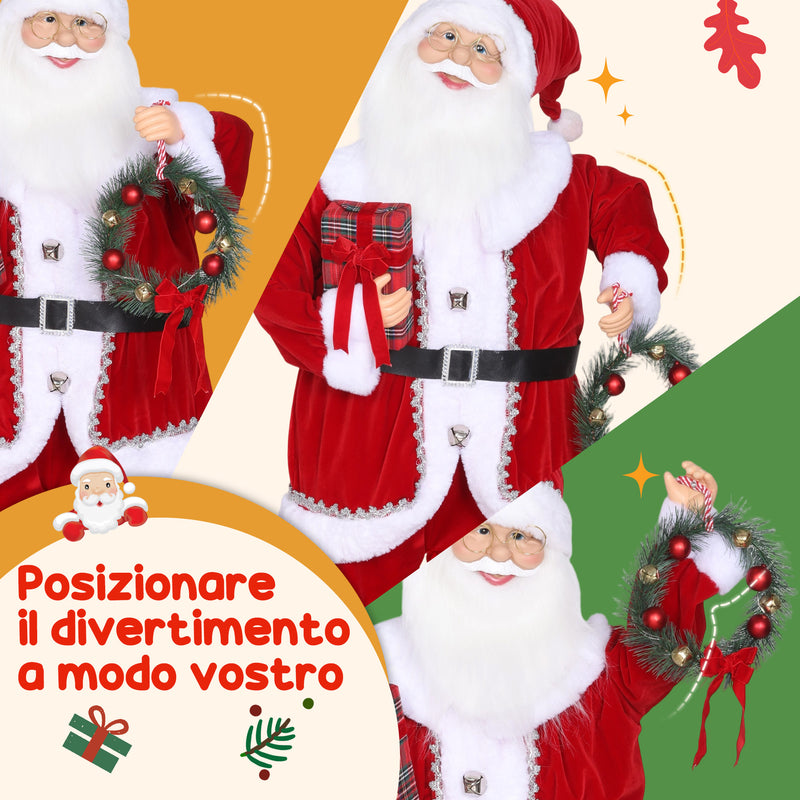Babbo Natale Animato Alto 120 cm Canta e Balla con Attivazione Sonora Rosso      