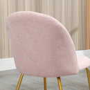 Set 2 Sedie Imbottite 55,5x59x81 cm in Tessuto Effetto Lino Rosa e Oro