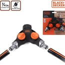 Raccordo Rubinetto Doppio Connettore 2 Vie 3/4 Pollici con Blocco Acqua Black & Decker