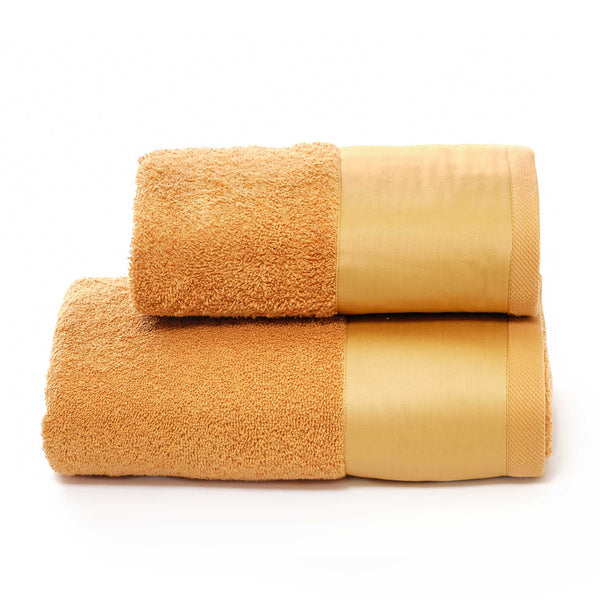 Set Spugna Asciugamani Viso + Ospite con Balza in Raso Garrini Hope Bronzo acquista