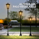 Set 2 Lampioni Solari da Giardino Ø235x186 cm Lampada 2 Modalità 50-100 LM in Acciaio Inox Nero      