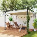 Pergola 3x2 m con Tettuccio Retrattile e Fori di Drenaggio in Acciaio e Poliestere Crema      