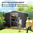 Casetta da Giardino 230x170 m con Prese d'Aria e Doppia Porta Scorrevole in Acciaio Grigio Scuro      
