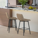 Set 2 Sgabelli da Cucina Stile Nordico 45x47x84 cm in Tessuto Effetto Velluto e Metallo Marrone  