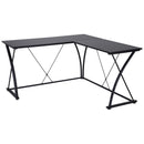 Scrivania da Ufficio ad Angolo in Metallo e MDF 142x142x76 cm  Nera