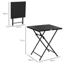 Tavolino da Esterni Pieghevole con Piedini Antiscivolo 60x60x71 cm in Acciaio Nero