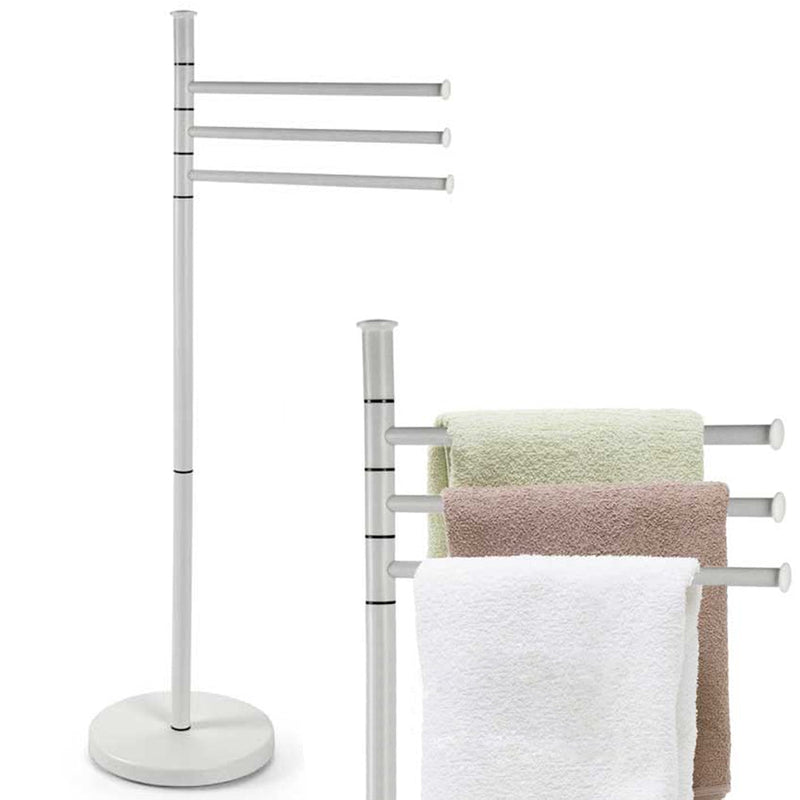 Piantana Portasciugamani Parigi da Bagno 3 Bracci in Metallo Bianco 20 x 83 cm