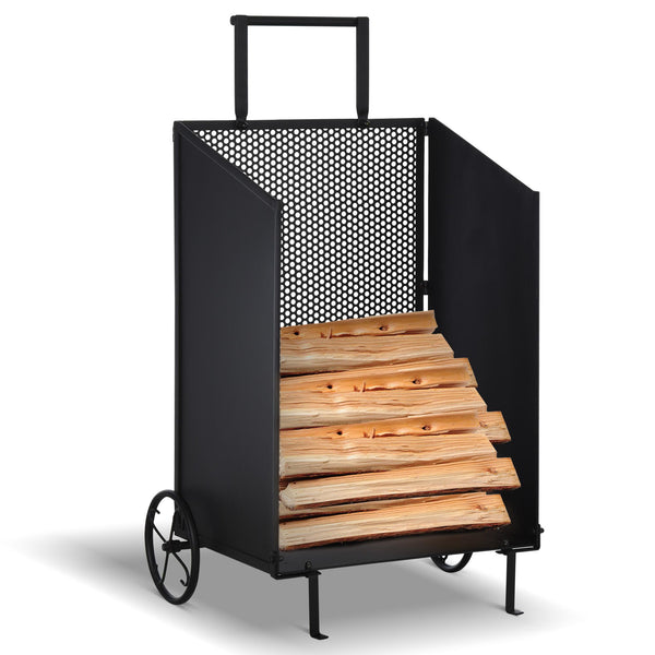 online Carrello Portalegna 51,5x45,5x91,5 cm con Ruote in Ferro Nero