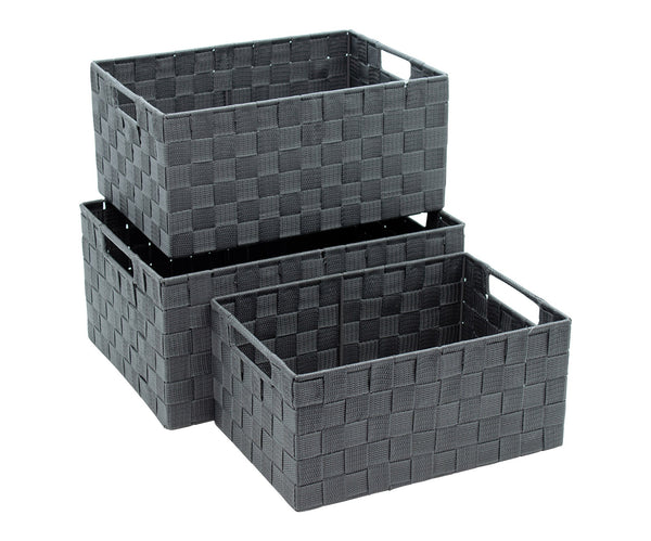 Set 3 Cestini Portatutto con Manici in Polipropilene Grigi online