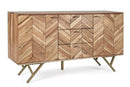 Credenza 2 Ante 3 Cassetti 140x40x76 cm in Legno Marrone