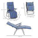Set 2 Sdraio Pieghevoli 60x75x102 cm con Schienale Regolabile a 5 Livelli in Acciaio e Poliestere Blu e Crema      