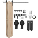 Kit per Porta Scorrevole Pieghevole 152,5x0,5x4 cm in Acciaio al Carbonio Nero      