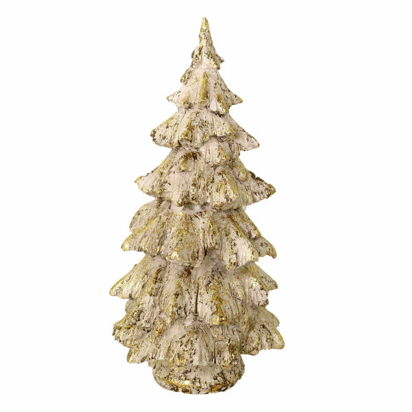 acquista Mini Albero di Natale in Resina bianco glitter oro cm Ø24xh46
