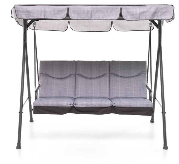 acquista Dondolo 3 Posti da Giardino 184x120x160 cm in Ferro e Poliestere Madagascar Antracite e Grigio